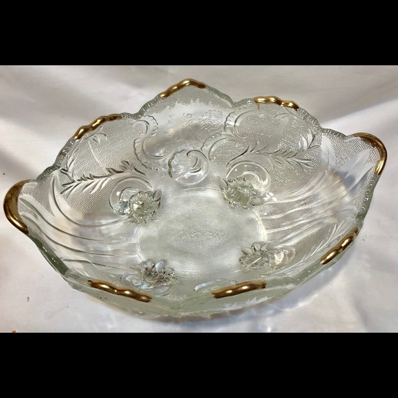 VTG 10.5” BEAUTIFUL ETCHED GLASS COMPOTE BOWL - Picture 3 of 7